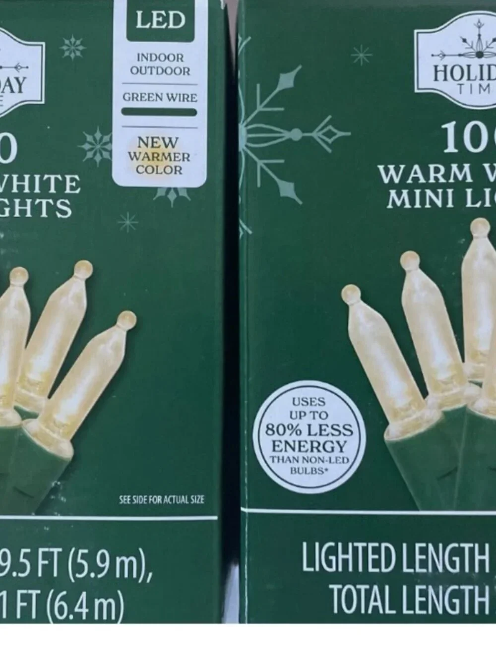 Holiday Time 2 boxes 100 Warm White Mini LED Lights Holiday Christmas NEW